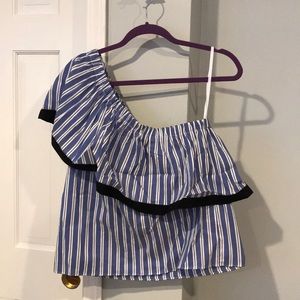 Milly One Shoulder Stripe Top